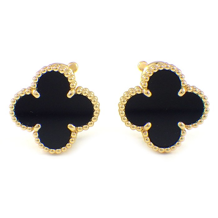 ヴァンクリーフ＆アーペル Van Cleef & Arpels ピアス ヴィンテージ アルハンブラ VCARA44200 オニキス K18YG 【中古】