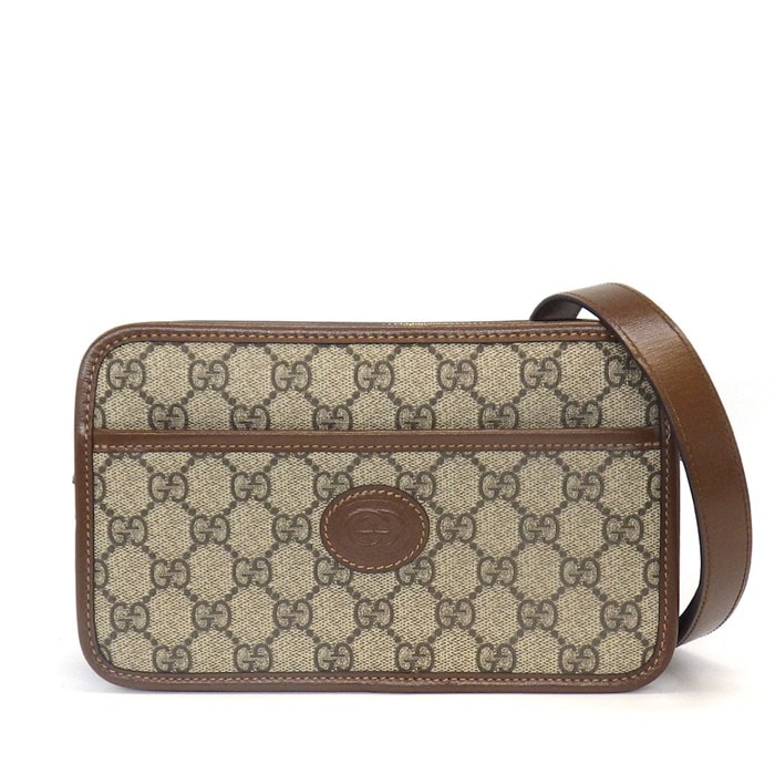 グッチ GUCCI ショルダーバッグ インターロッキングG付き ミニバッグ 658572 ベージュ エボニー GGスプリームキャンバス レザー 【中古】