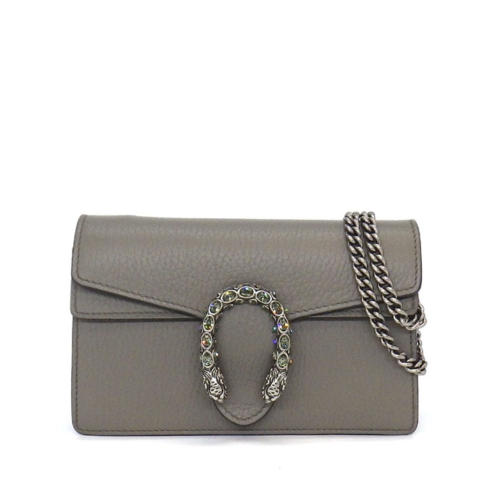 グッチ GUCCI ショルダーバッグ/ハンドバッグ ディオニュソス ミニバッグ 476432 グレー レザー シルバー金具 【中古】