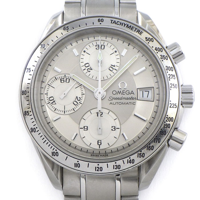 オメガ OMEGA 腕時計 スピードマスター デイト 3513.30.00 クロノグラフ タキメーター スモールセコンド 裏スケ 夜光インデックス 夜光針 シルバー文字盤 SS 自動巻き 【中古】