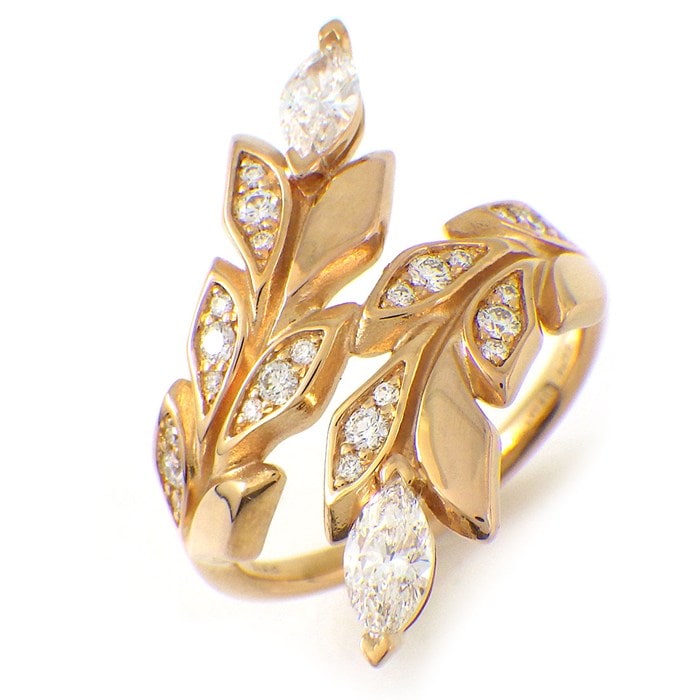 ティファニー Tiffany & Co. リング ビクトリア ヴァイン バイパス ダイヤモンド 計0.41ct K18PG 9号 【中古】