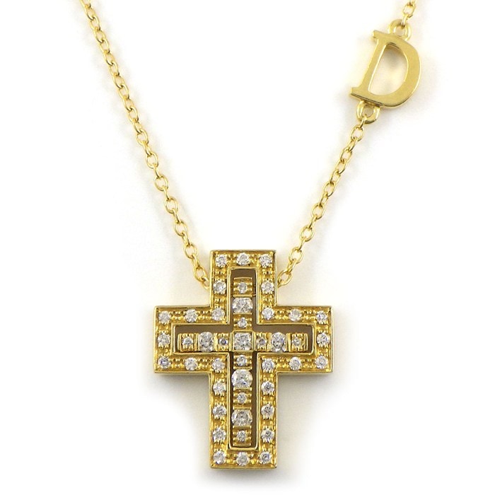 ダミアーニ DAMIANI ネックレス ベルエポック XXS ダブル クロス パヴェ ダイヤモンド K18YG 【中古】