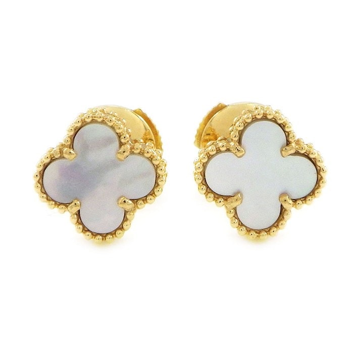 ヴァンクリーフ＆アーペル Van Cleef & Arpels ピアス スウィートアルハンブラ VCARA44800 ホワイト シェル K18YG 【中古】