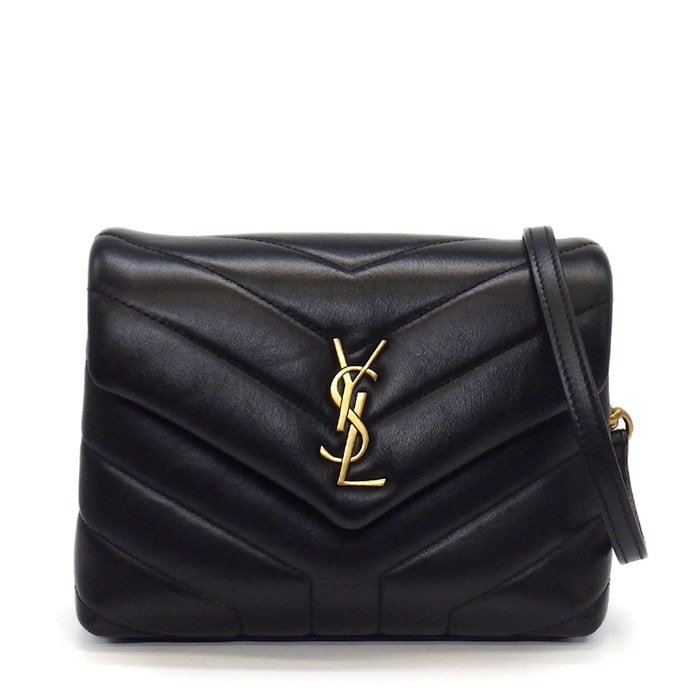 サンローラン SAINT LAURENT ショルダーバッグ ルル トイ 467072 DV707 1000 ブラック カーフスキン ゴールド金具 【中古】