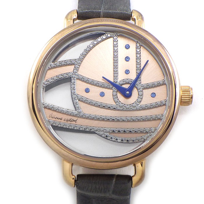 ヴィヴィアン・ウエストウッド Vivienne Westwood 腕時計 ラドブローク2 VV076RSGY オーブ ピンクゴールドカラー文字盤 スケルトン グレー クロコダイルレザーベルト GP クオーツアナログ 【中古】 ヴィヴィアン・ウエストウッド Vivienne Westwood 腕時計 ラドブローク