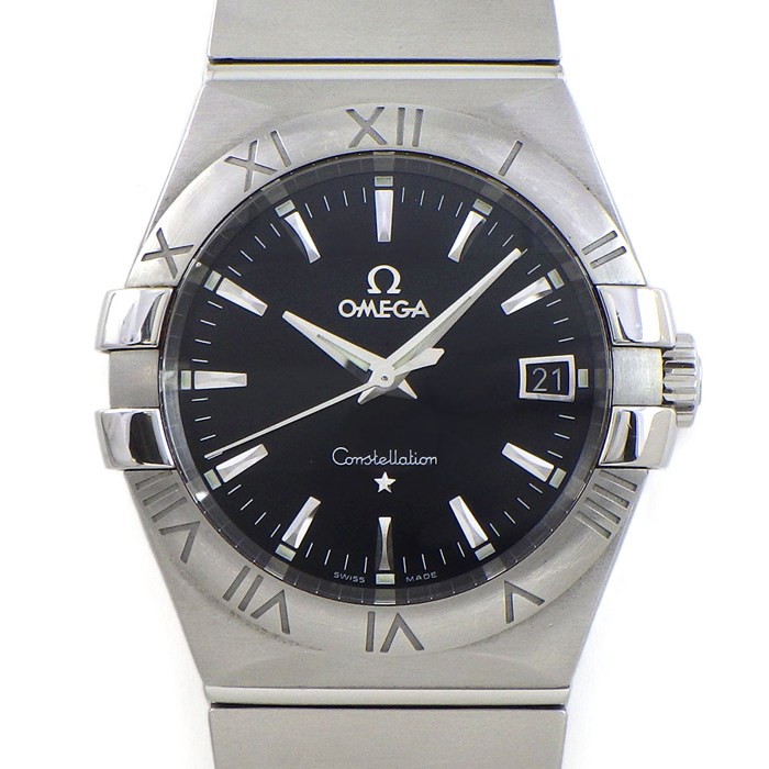 オメガ OMEGA 腕時計 コンステレーション 123.10.35.60.01.001 デイト 夜光インデックス 夜光針 マット ブラック文字盤 SS クオーツアナログ 【中古】