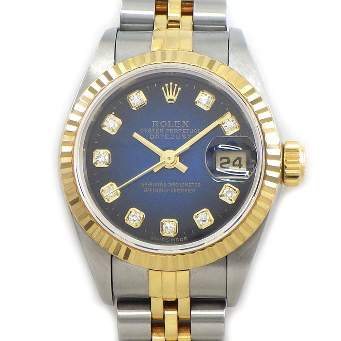 ロレックス Rolex 腕時計 デイトジャスト 79173G P番 2000年製 10ポイント ダイヤインデックス ブルーグラデーション文字盤 デイト K18YG SS 自動巻き 【中古】
