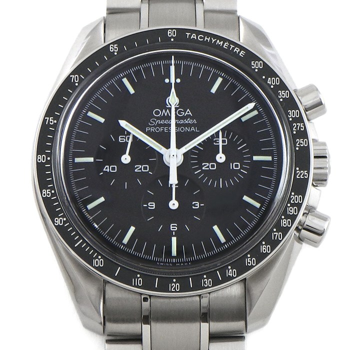 オメガ OMEGA 腕時計 スピードマスター ムーンウォッチ プロフェショナル 311.33.42.30.01.001 クロノグラフ タキメーター スモールセコンド 夜光インデックス 夜光針 ブラック文字盤 SS 手巻き 【箱・保付き】 【中古】