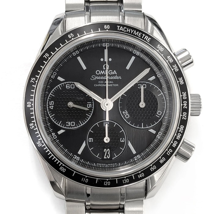 オメガ OMEGA 腕時計 スピードマスター レーシング 326.30.40.50.01.001 コーアクシャル クロノメーター クロノグラフ デイト タキメーター スモールセコンド 夜光 ギョーシェ ブラック文字盤 SS 自動巻き 【箱・保付き】 【中古】