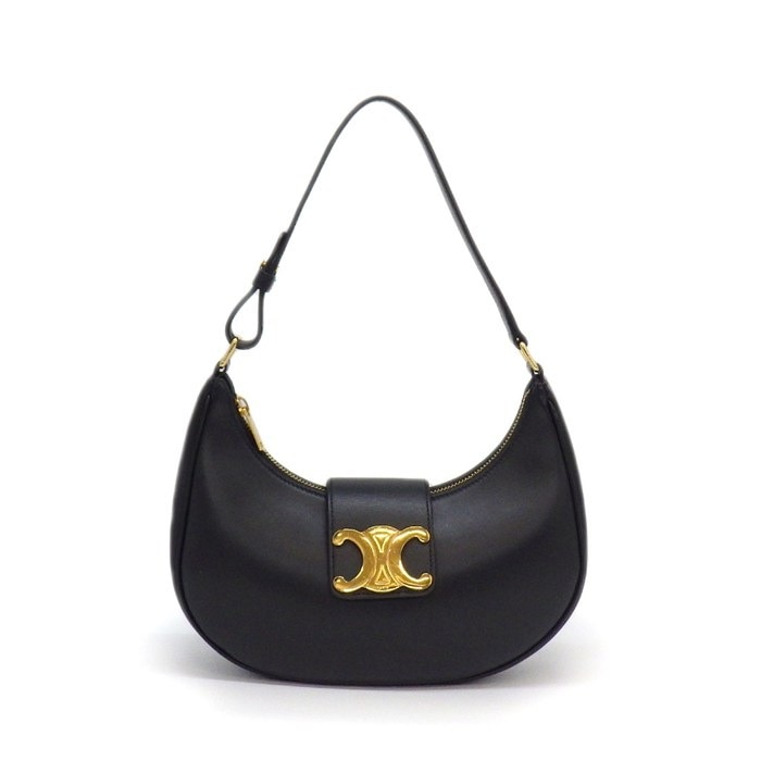 セリーヌ CELINE ショルダーバッグ ミディアム アヴァ トリオンフ バッグ 114493DGQ.38NO ブラック スムースカーフスキン  【中古】