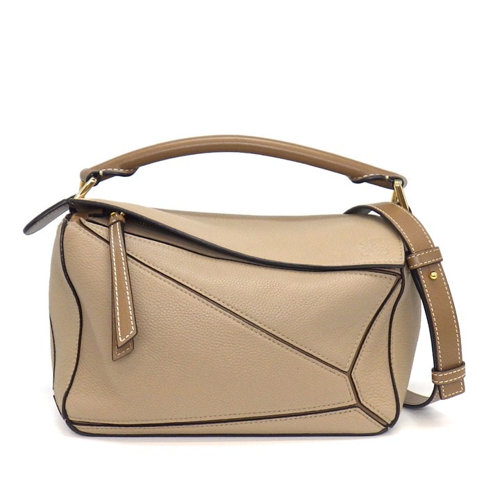 ロエベ LOEWE ショルダーバッグ パズルバック スモール 32212KBS21 サンド ミンク ソフトグレインカーフ ゴールド金具 【中古】
