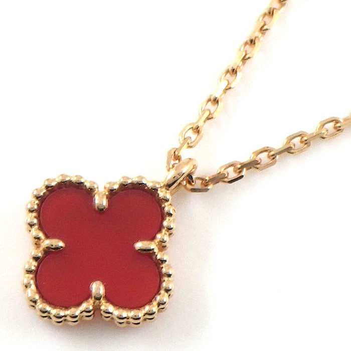 ヴァンクリーフ＆アーペル Van Cleef & Arpels ネックレス スウィート アルハンブラ VCARN59M00 カーネリアン K18PG 【箱・保付き】 【中古】