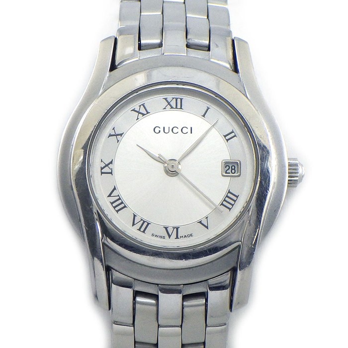 グッチ GUCCI 腕時計 Gクラス 5500L シルバー文字盤 ローマンインデックス デイト SS クオーツアナログ 【中古】