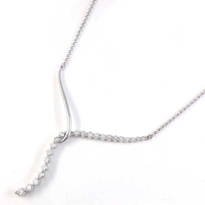 【ダイヤモンド】 ネックレス Yシェイプ Y字 ラウンドブリリアントカット ダイヤモンド 計1.00ct K18WG 【中古】