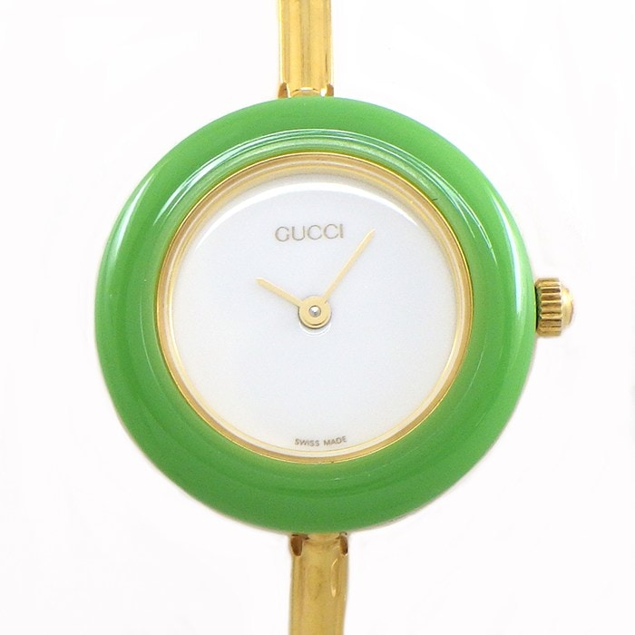 グッチ GUCCI 腕時計 チェンジベゼル 11/12.2 マルチカラーベゼル 全12色 ホワイト文字盤 GP クオーツアナログ 【中古】