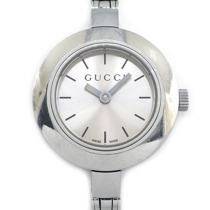 グッチ GUCCI 腕時計 バングルウォッチ ラウンド 105 サンレイ シルバー文字盤 SS クオーツアナログ 【中古】
