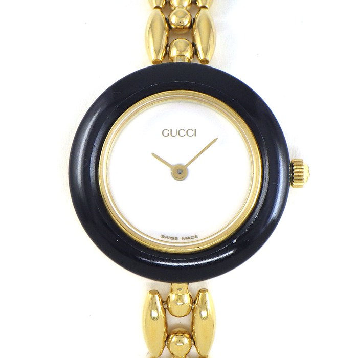 グッチ GUCCI 腕時計 チェンジベゼル 11/12.2 マルチカラーベゼル 全12色 ホワイト文字盤 GP クオーツアナログ 【中古】