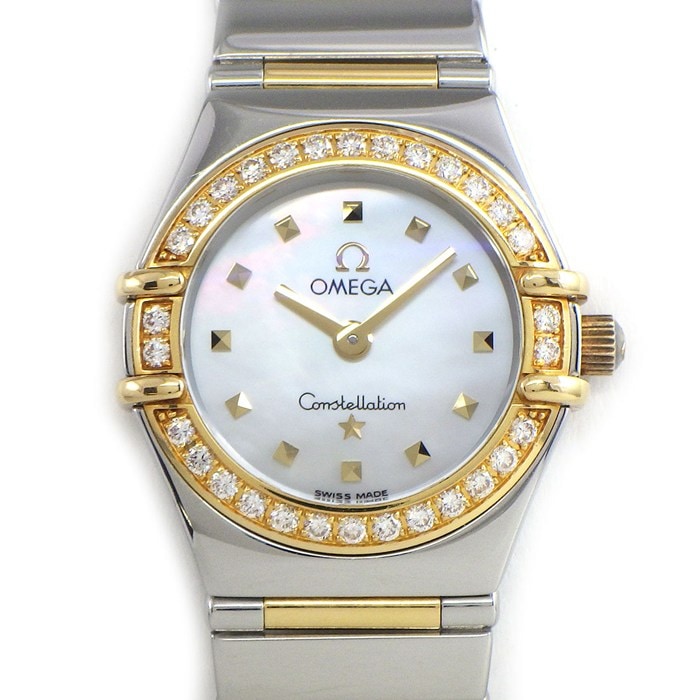 オメガ OMEGA 腕時計 コンステレーション マイチョイス ミニ 1365.71.0﻿0 ダイヤベゼル ホワイト マザーオブパール文字盤 K18YG SS クオーツアナログ 【中古】