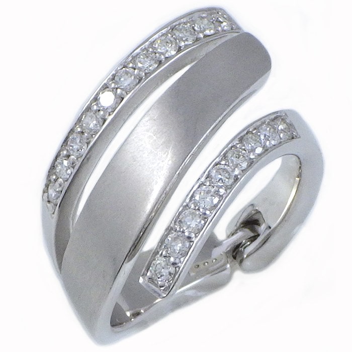 【ダイヤモンド】 リング ラウンドブリリアントカット ダイヤモンド 計0.3ct K18WG 9号 【中古】