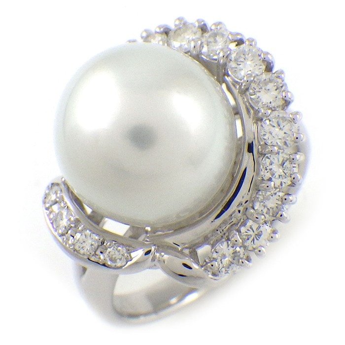 【パール ダイヤモンド】 リング パール 11mm珠 ダイヤモンド 計0.54ct PT900 12.5号 【中古】