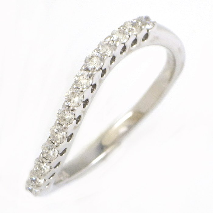 【ダイヤモンド】 リング ウェーブ ハーフサークル ラウンドブリリアントカット ダイヤモンド 計0.3ct K18WG 13号 【中古】