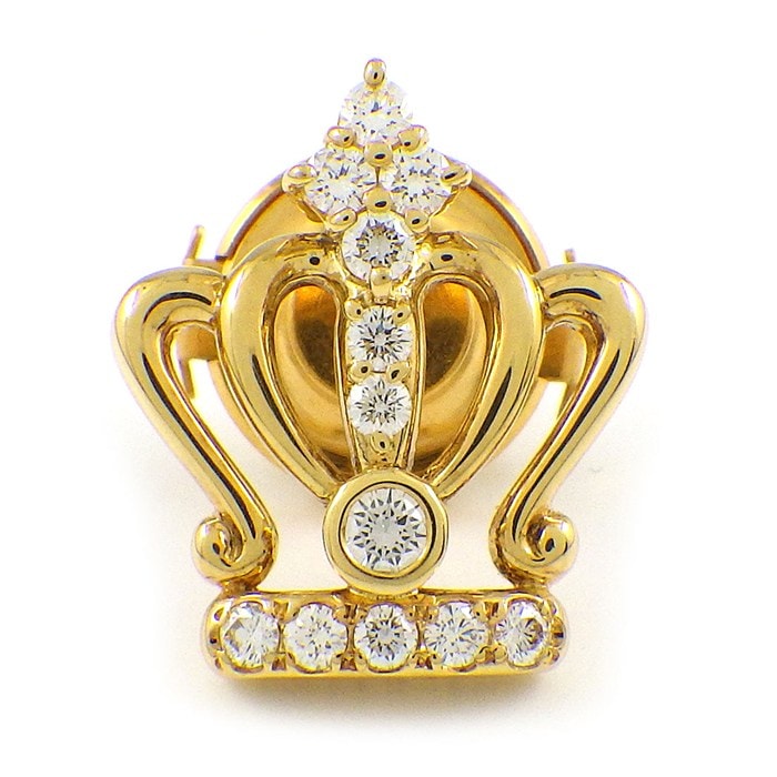 【ダイヤモンド】 ピンブローチ 王冠モチーフ ダイヤモンド 計0.25ct K18YG 【中古】