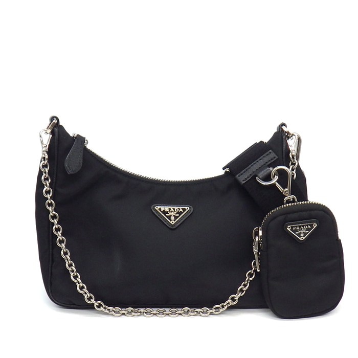 プラダ PRADA ショルダーバッグ Re-Edition 2005 Re-Nylon 1BH204 ナイロン サフィアーノレザー シルバー金具 【中古】