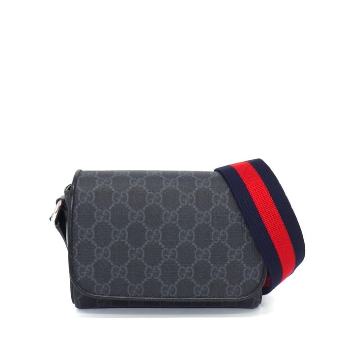 グッチ GUCCI ショルダーバッグ スーパーミニバッグ 791741 FADJA 1042 ブラック GGスプリーム キャンバス レザー シルバー金具 【中古】