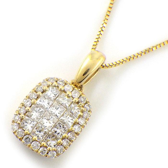 【ダイヤモンド】 ネックレス パヴェ ダイヤモンド 計0.35ct K18YG 【中古】