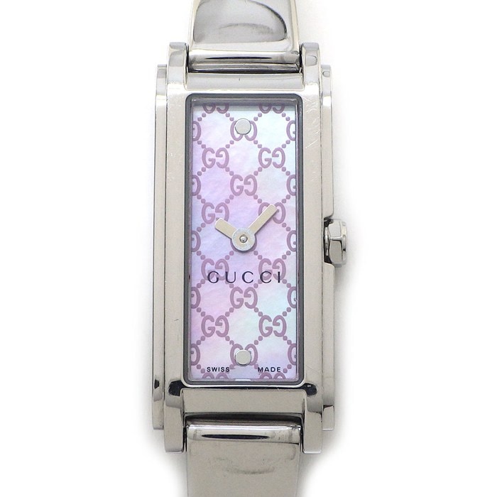 グッチ GUCCI 腕時計 ブレスウォッチ 109 バングル ホースビット レクタンギュラー GGロゴ ピンクシェル文字盤 SS クオーツアナログ 【中古】