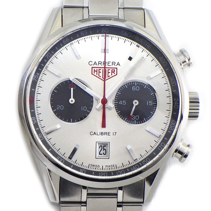 タグ・ホイヤー TAG Heuer 腕時計 カレラ ジャックホイヤー キャリバー17 CV2119.BA0722 シルバー文字盤 デイト クロノグラフ 夜光インデックス スモールセコンド 夜光針 SS 自動巻き 【中古】