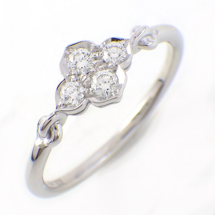 カルティエ Cartier リング ヒンドゥ ロータス スイレン 4ポイント ダイヤモンド K18WG 12.5号 / #53 【中古】