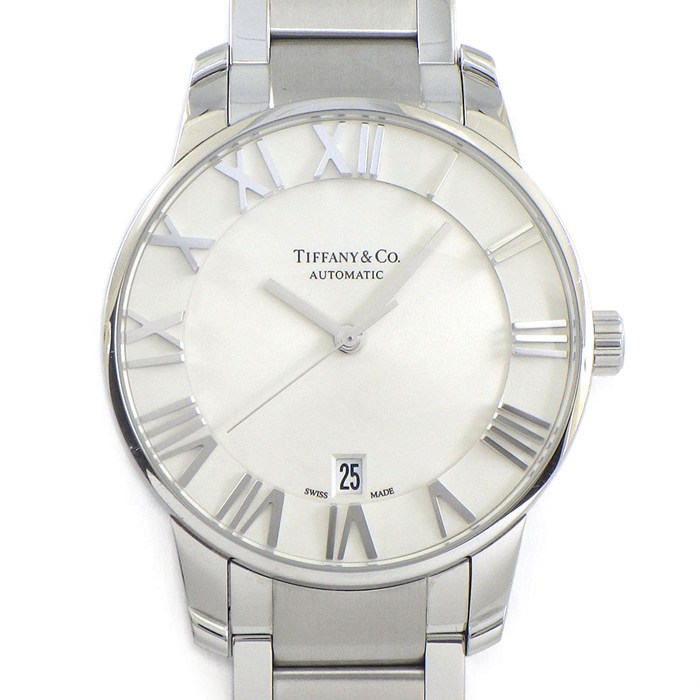 ティファニー Tiffany & Co. 腕時計 アトラスドーム Z1800.68.10A21A00A/34876037 デイト 裏スケ ギョーシェ シルバー文字盤 SS 自動巻き 【箱・保付き】 【中古】