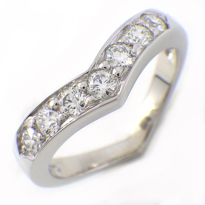 ティファニー Tiffany & Co. リング Vバンド ハーフサークル エタニティ 7ポイント ダイヤモンド PT950 8.5号 【中古】