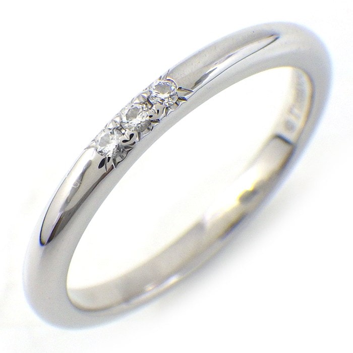 ティファニー Tiffany & Co. リング フォーエヴァー ウェディングバンド 61000917 3ポイント ダイヤモンド 計0.02ct PT950 9号 【中古】