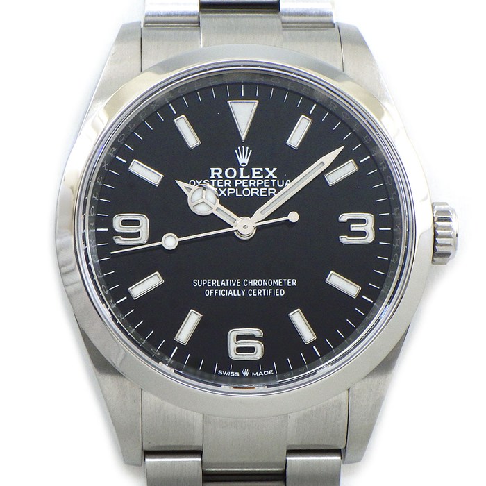 ロレックス Rolex 腕時計 エクスプローラー36 124270 ルーレット刻印 ブラック文字盤 夜光インデックス 夜光針 SS 自動巻き 【箱・保付き】 【中古】