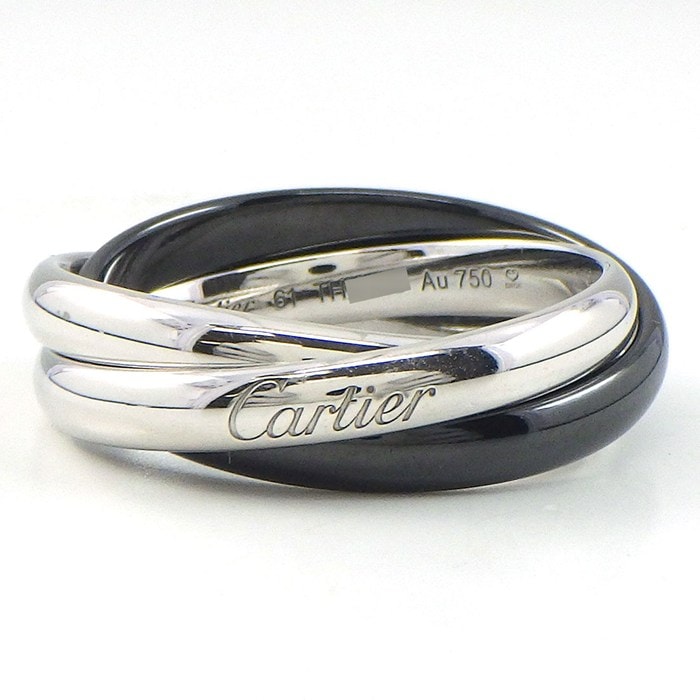 カルティエ Cartier リング トリニティ クラシックモデル B4234161 K18WG ブラック セラミック 20号 / #61 【中古】