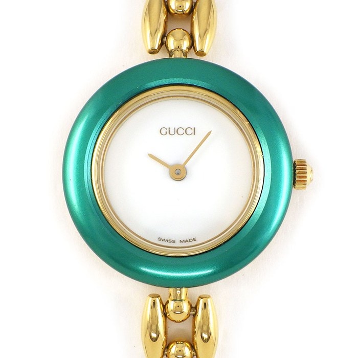 グッチ GUCCI 腕時計 チェンジベゼル 11/12.2 マルチカラーベゼル 全12色 ホワイト文字盤 GP クオーツアナログ 【中古】