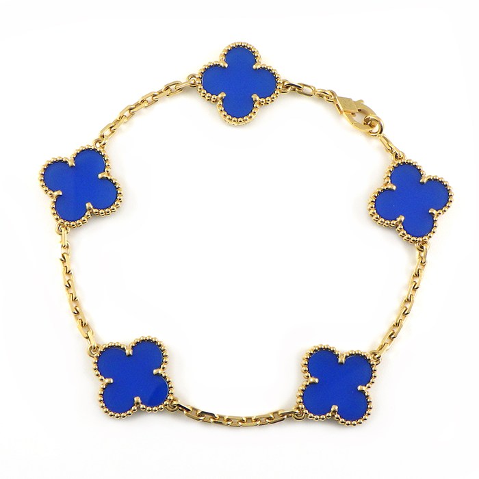 ヴァンクリーフ＆アーペル Van Cleef & Arpels ブレスレット ヴィンテージアルハンブラ 5モチーフ VCARP34900 ブルーアゲート K18YG 【箱・保付き】 【中古】