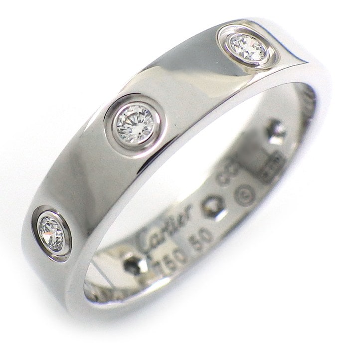 カルティエ Cartier リング ラブ スモールモデル SM B4050649 8ポイント ダイヤモンド 計0.19ct K18WG 10号 / #49 【中古】