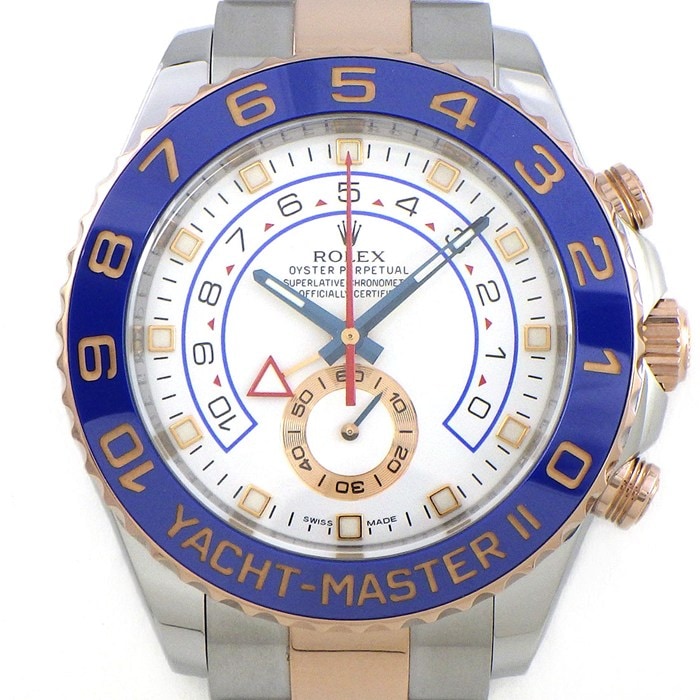 ロレックス Rolex 腕時計 ヨットマスター II 116681 レガッタクロノグラフ スモールセコンド 夜光インデックス 夜光針 ホワイト文字盤 エバーローズゴールド SS 自動巻き 【OH済み】 【箱・保付き】 【中古】