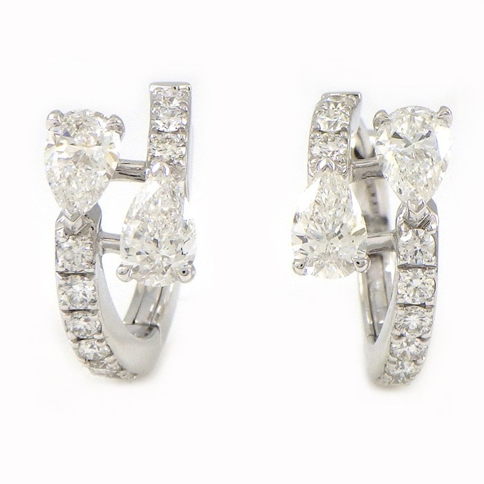 グラフ Graff GRAFF ピアス デュエット RGE1564 フープ ペアシェイプ/ラウンド ダイヤモンド 計1.1ct K18WG 【箱・保付き】 【中古】