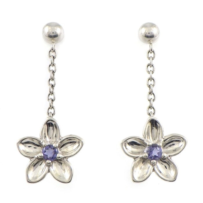 ティファニー Tiffany & Co. ピアス フラワー ドロップ ダングル チェーン アイオライト SV925 【中古】