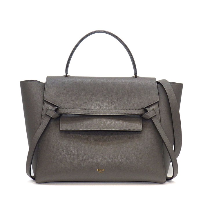 セリーヌ CELINE ハンドバッグ/ショルダーバッグ ベルトバッグ ミニ 176103ZVA.10DC グレー カーフスキン ゴールド金具 【中古】