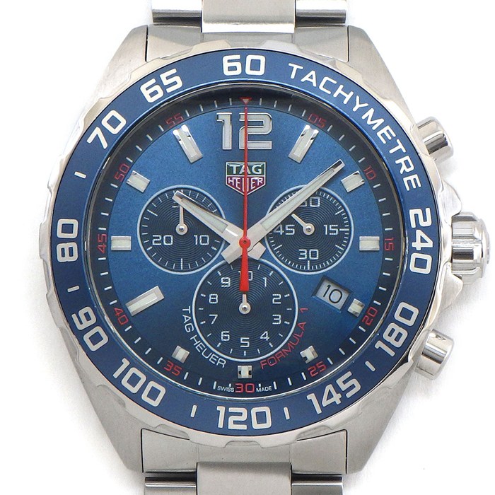 タグ・ホイヤー TAG Heuer 腕時計 フォーミュラ1 クロノグラフ CAZ1014.BA0842 デイト タキメーター スモールセコンド 夜光インデックス 夜光針 サンレイ ブルー文字盤 SS アルミニウム クオーツアナログ 【箱・保付き】 【中古】