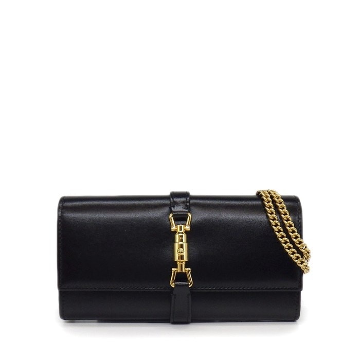 グッチ GUCCI ショルダーバッグ ジャッキー 1961 チェーン付きウォレット 652681 14J0G 1000 ブラック レザー ゴールド金具 【中古】