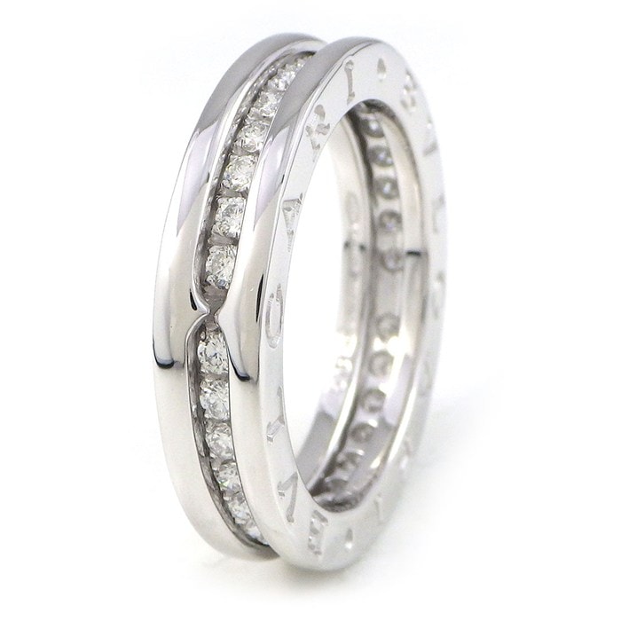 ブルガリ BVLGARI リング B-zero1 ビーゼロワン XS 329348 1バンド フルサークル ダイヤモンド 計0.48ct K18WG 13号 / #53 【中古】