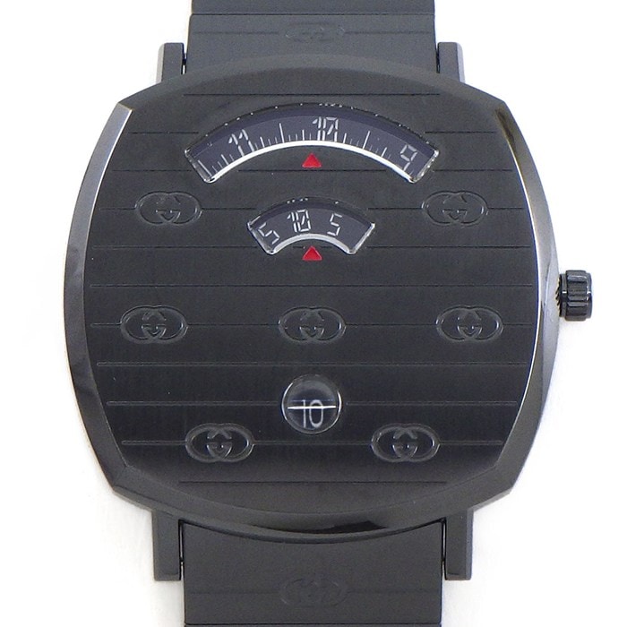 グッチ GUCCI 腕時計 グリップ 157.3/YA157429 デイト ブラックPVD SS クオーツアナログ 【中古】