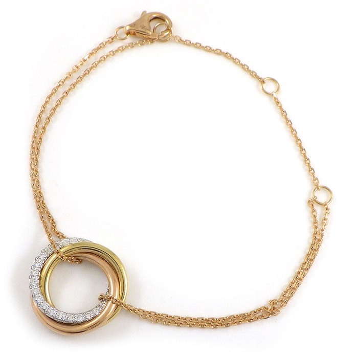 カルティエ Cartier ブレスレット トリニティ チェーン B6069815 スリーカラー 25ポイント ダイヤモンド 計0.20ct K18PG K18WG K18YG 【中古】