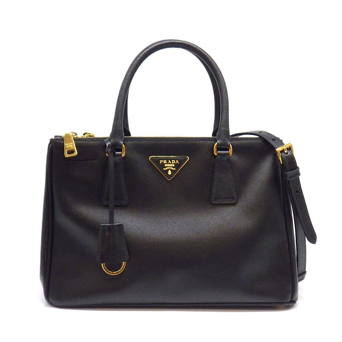 プラダ PRADA ハンドバッグ/ショルダーバッグ ガレリア ミディアム BN1801 ブラック サフィアーノルクスレザー ゴールド金具 【中古】